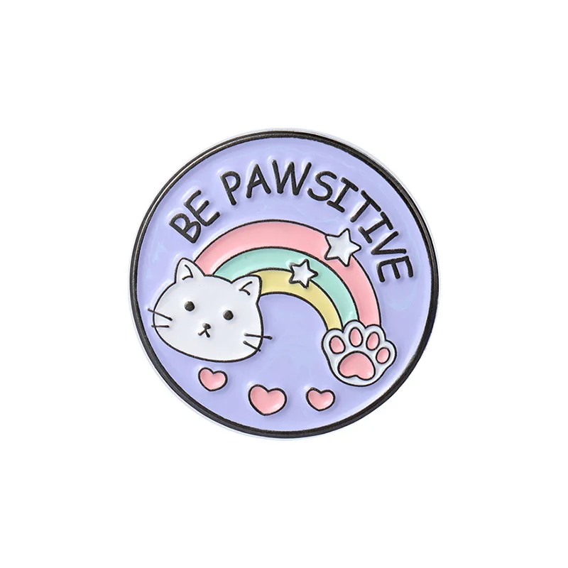 

Rainbow Cat Brooch Round Sun Brooch Fun Round Creative Round Sun Cat Claw Brooch Cartoon Round Pet Brooch Fashion Accessories.