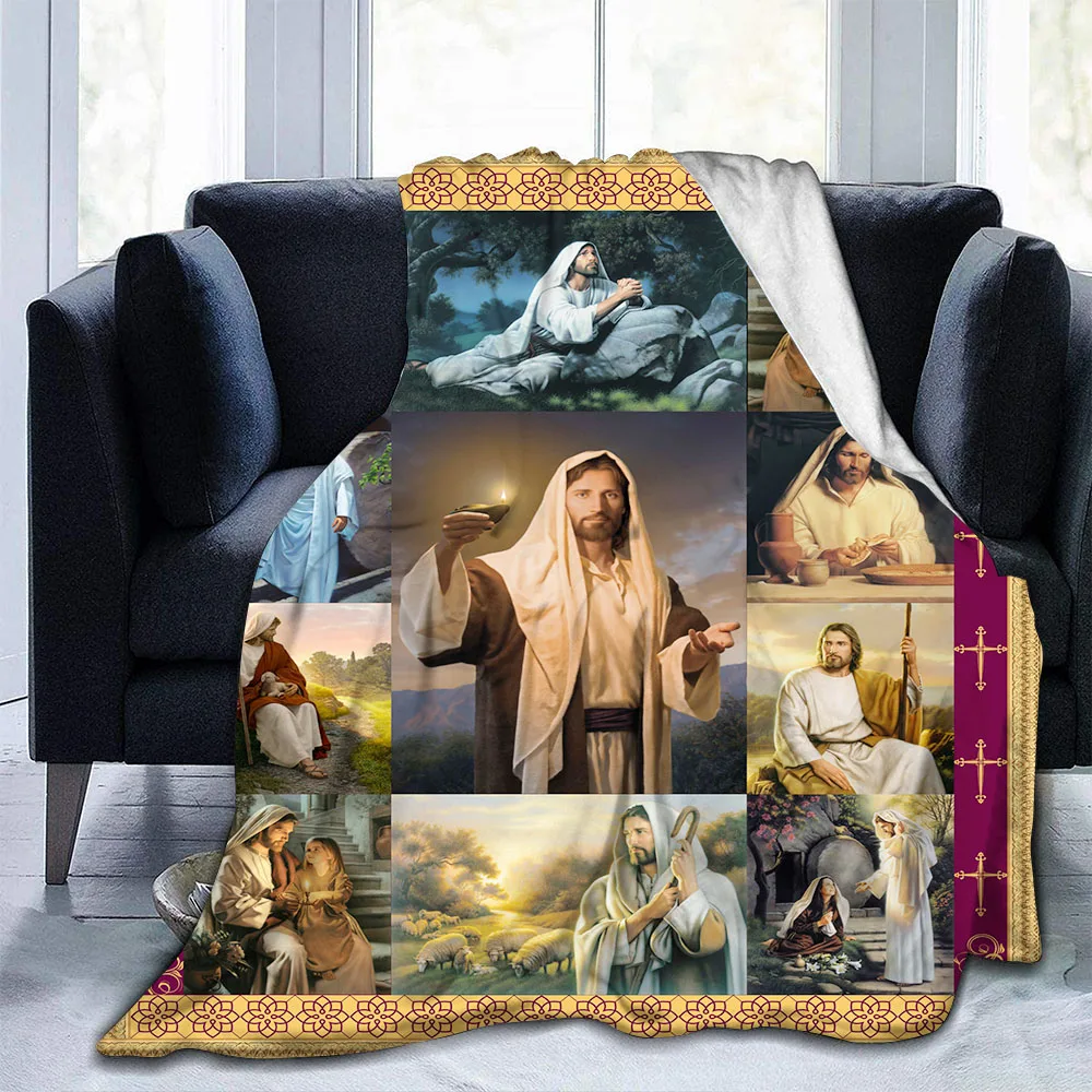 

Jesus Flannel Blanket Fluffy Full Lightweight Fleece Throw Blanket Comforter Soft Warm Cozy Quilt Nursery Bedding Decor Bedroom