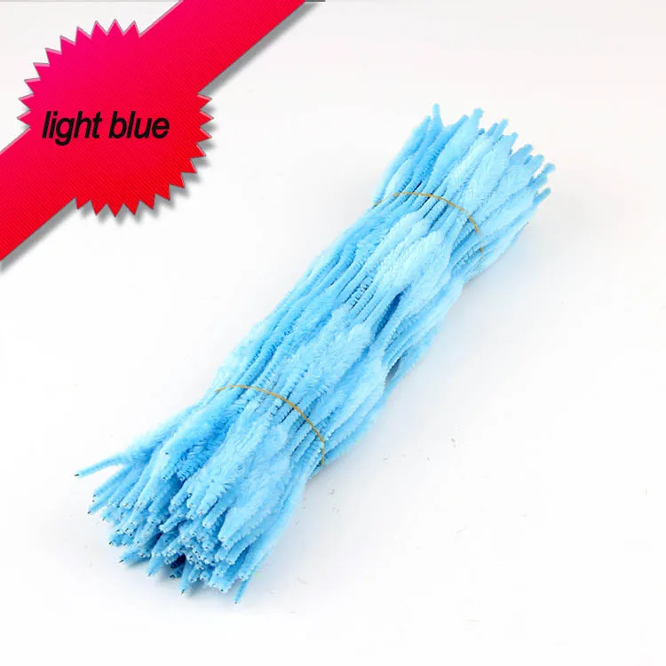 light blue 100 шт Красочные гофрированные шенилле Стебли трубы скрученный стержень ручной материал, аксессуары для поделок Детские интеллектуальные игрушки Дети - Цвет: light blue