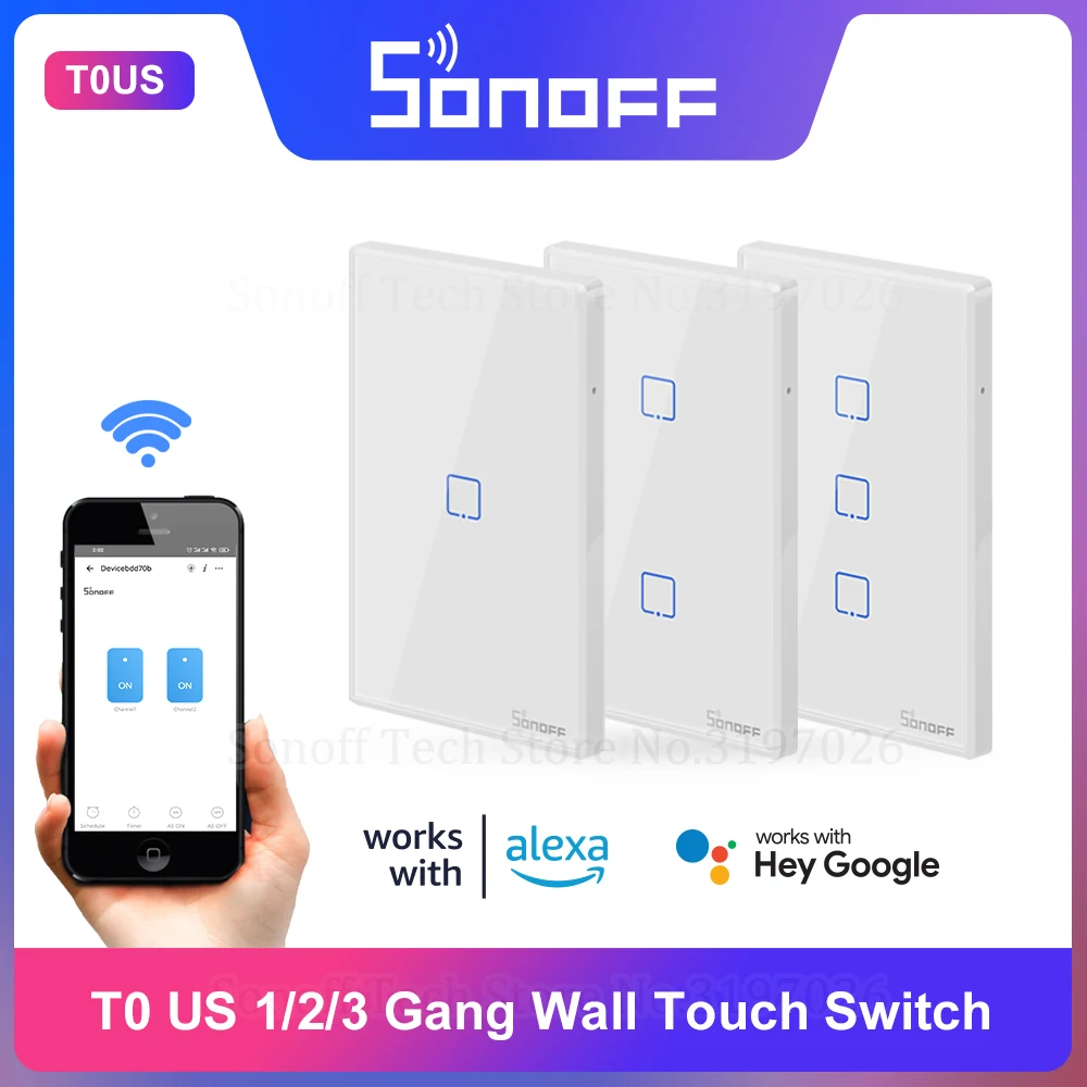 Itead Sonoff T0US 120 Размер 1/2/3 gang TX Настенные переключатели с дистанционным управлением
