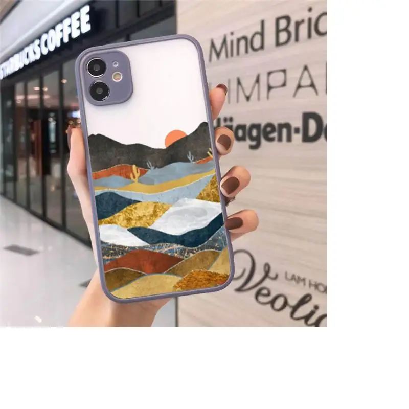 

Phone Case For iPhone 12 11 Mini Pro XR XS Max 7 8 Plus X Mountain Marble Moon Matte transparent Gray Cover