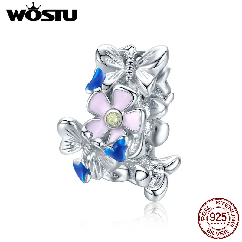 

WOSTU Hot Sale Authentic 925 Sterling Silver Charm Colorful Daisy Flower Beads fit Women Bracelet DIY Jewelry Making CTC288