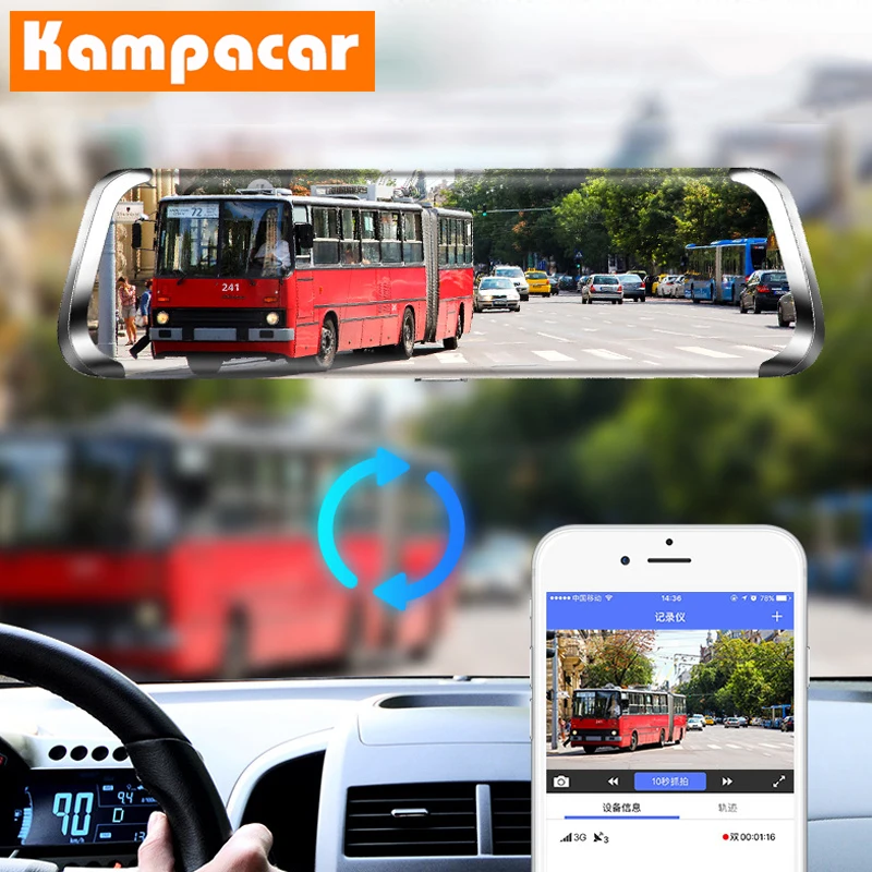 Kampacar 10 дюймов Android умное зеркало заднего вида камера Dvr автомобиля 4G gps навигация Dvrs с камерой заднего вида два объектива двойной Dashcam