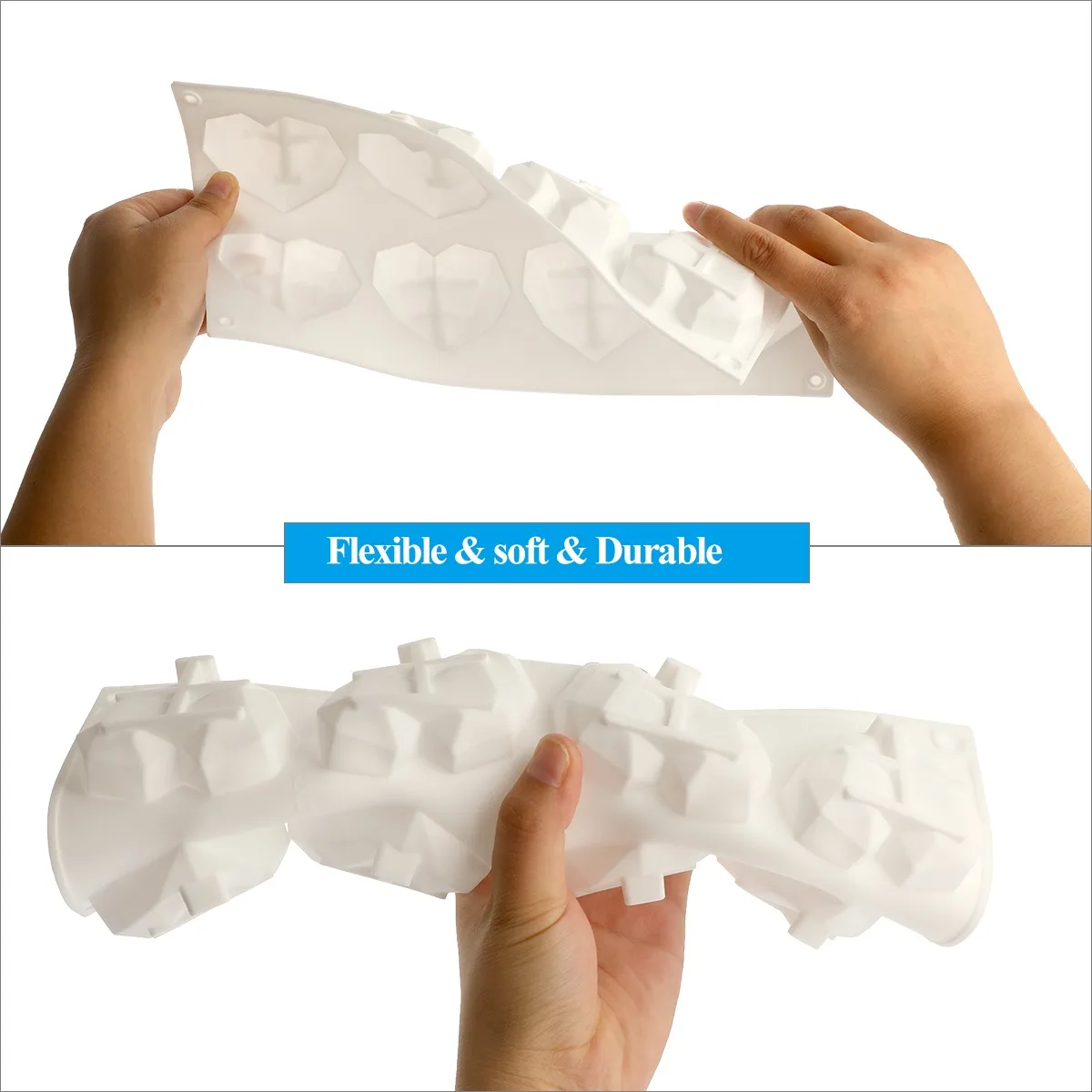 

6 Cavity Diamond Love Silicone Cake Mould Silicone 3D Heart Shape Fondant Cake Mousse Chocolate Baking Mold Modelling Decor