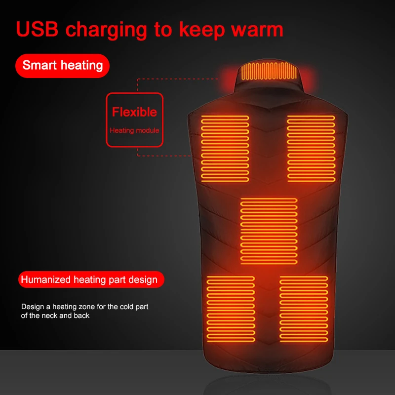 Лидер продаж жилет с подогревом для 8 областей куртка электрическим USB зимняя