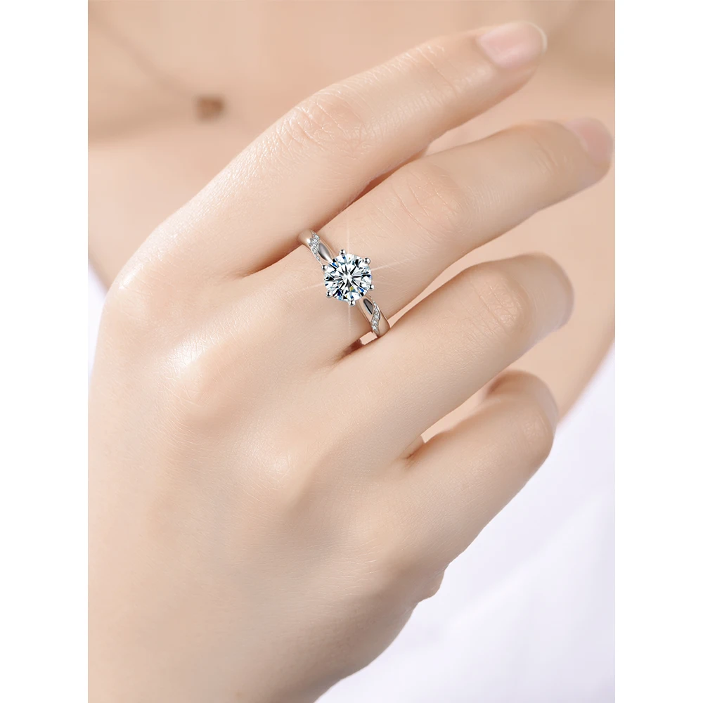 Классическое серебряное кольцо Moissanite 1 карат IJ ювелирное изделие с цветными