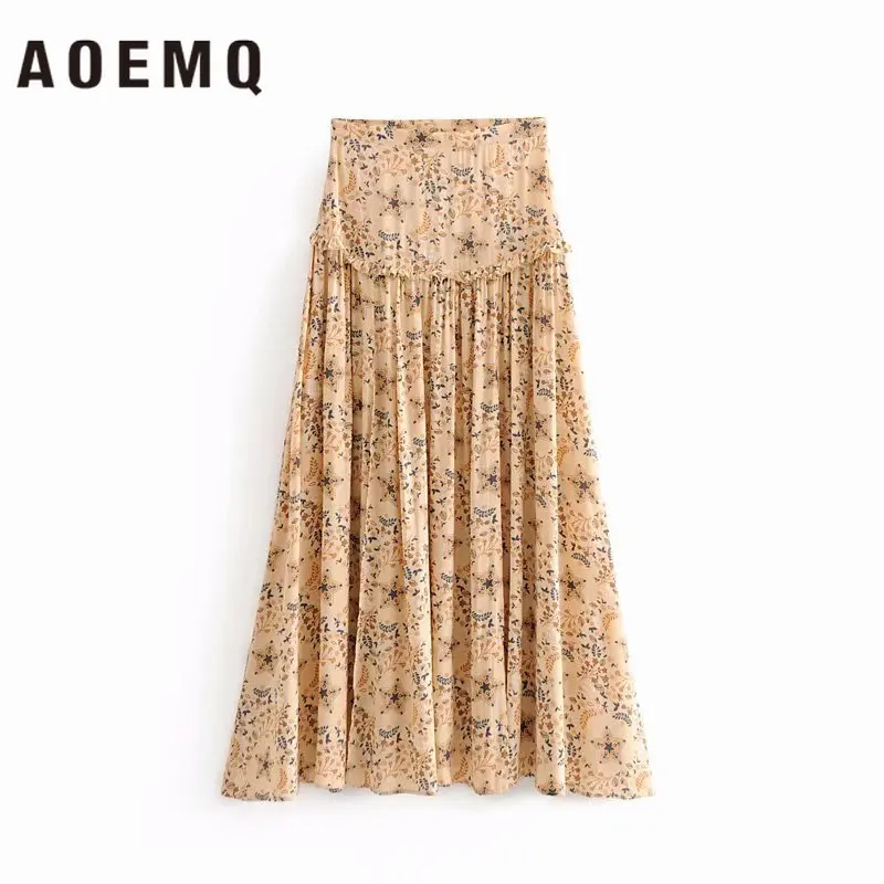 Женская юбка трапеция AOEMQ винтажная с цветочным принтом для вечеринок и клубов