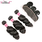 Vallbest перуанские волосы от уха до уха, кружевные фронтальные с пряди Remy человеческие волосы для наращивания, свободные волнистые пряди с фронтальной струей черного цвета