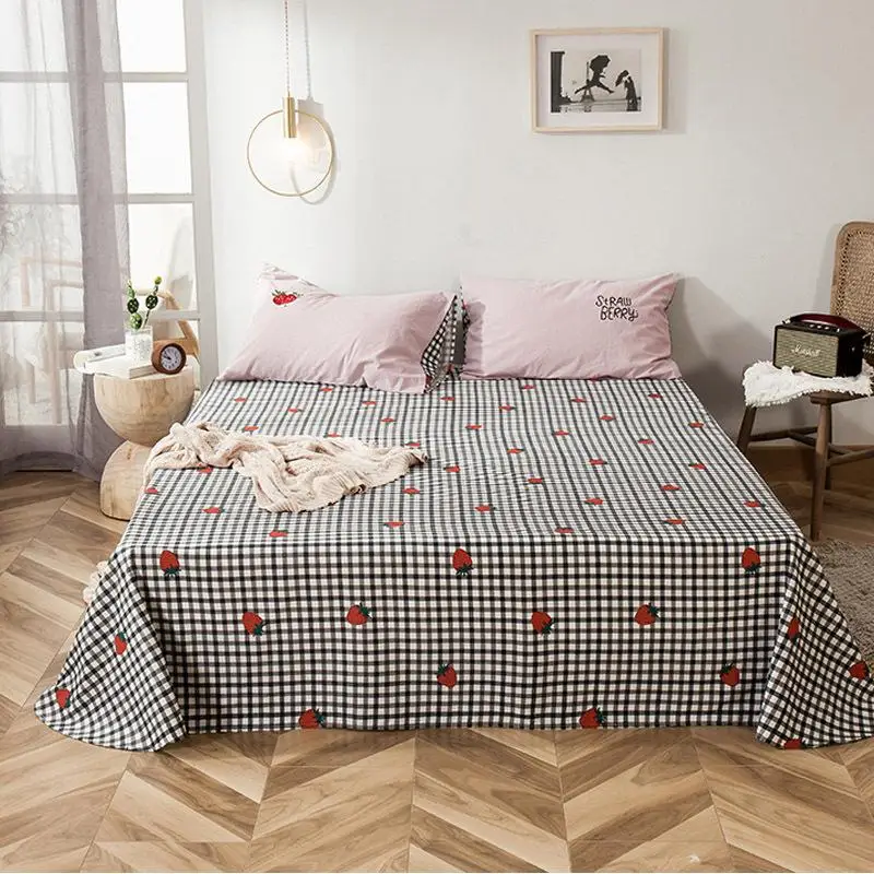 

100% Cotton Dot Print Flat Sheet For Children Adults Single Double Bed Flat Bedsheets (No Pillowcase) XF743-15