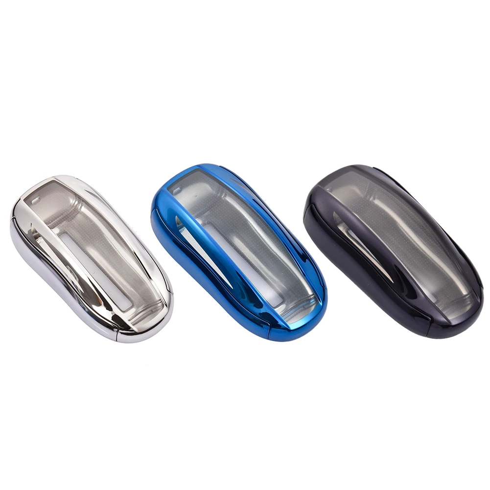 

3 colors Car Key Case Cover Belt Aluminum Alloy Key Shell Storage Bag Protector for Tesla Model S Model 3 Model X