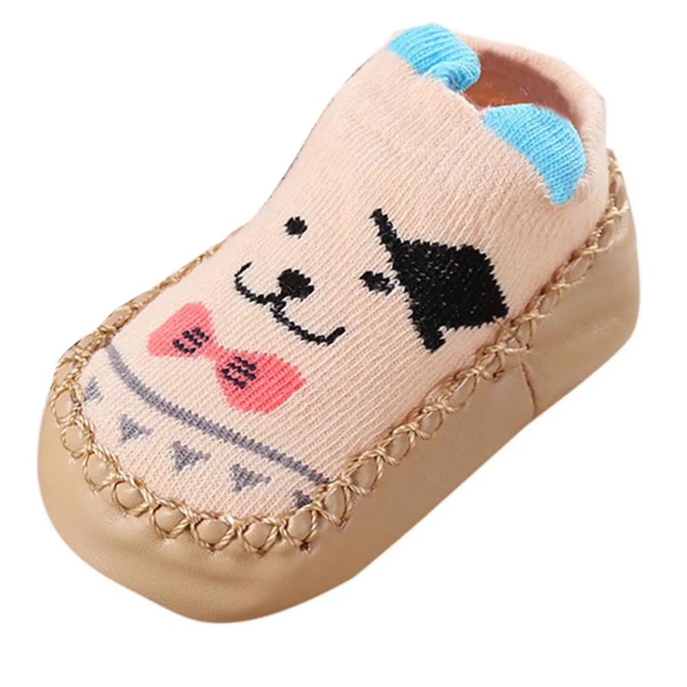 Детская обувь носочки носки-тапочки с мультяшными ушками для новорожденных
