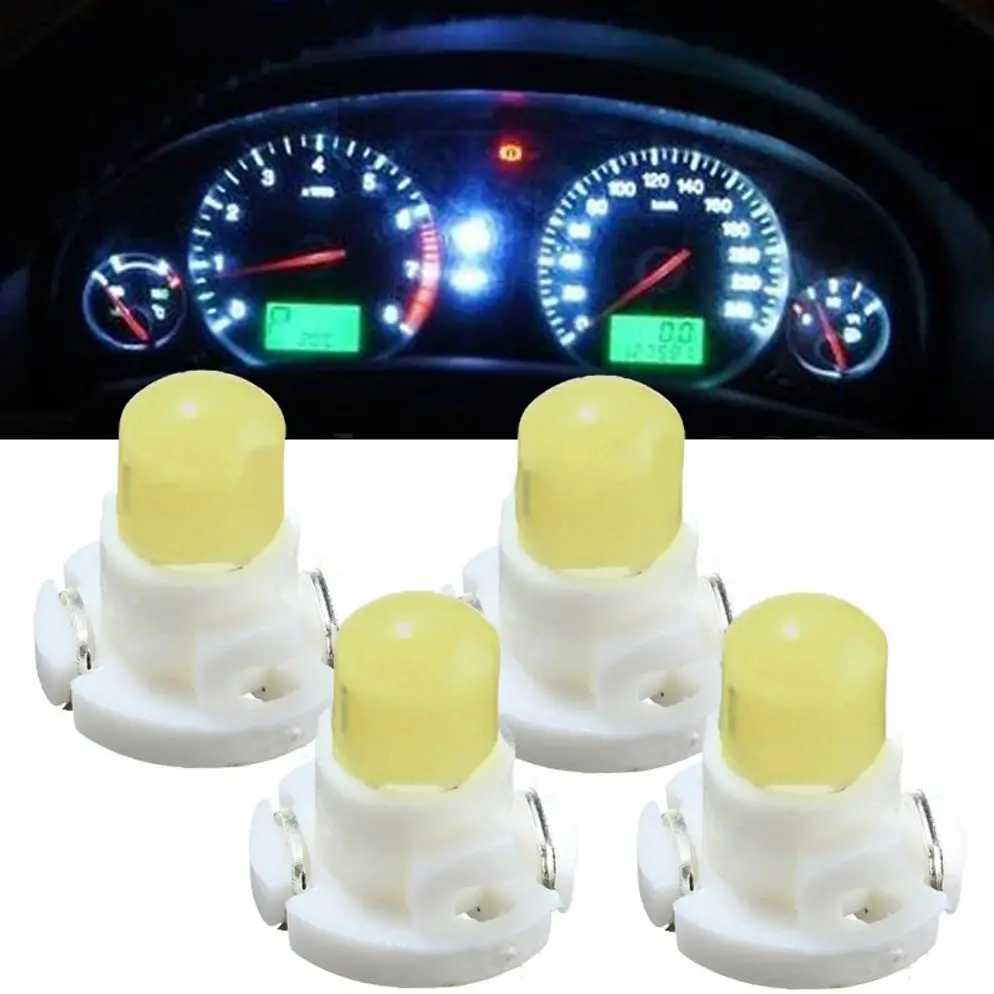 4pcs White T4 Neo Wedge DC 12V LED Light Auto Interior Climate Base Cluster Instrument Dash Light Car Panel Gauge Dash Bulb Lamp