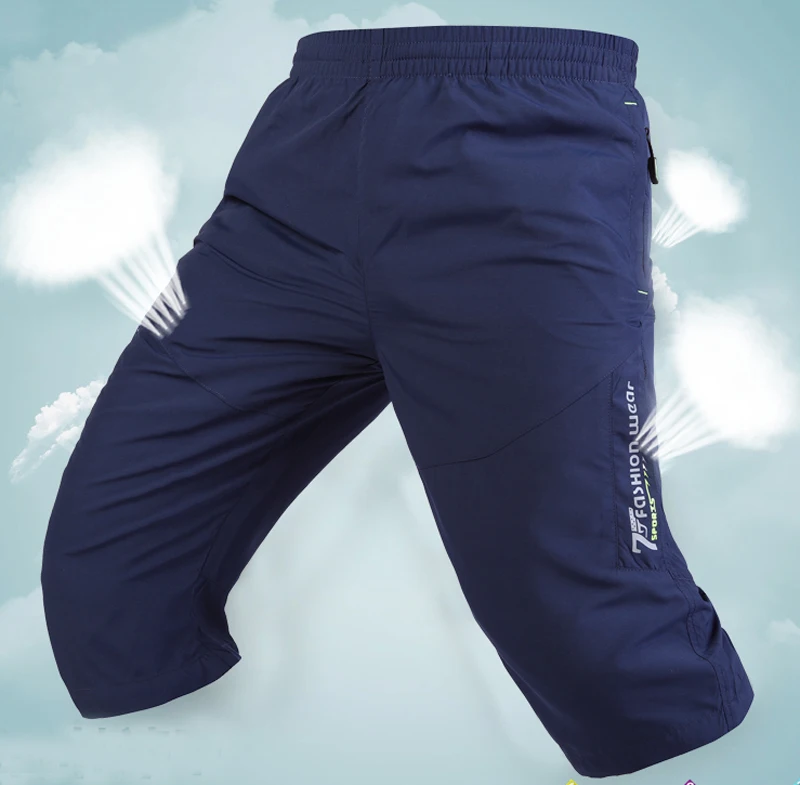 

Size 7XL 8XL Men's Sport Pants Quick Dry Breathable 3/4 Capri Pants Male Hiking Cargo Shorts Lightweight Men`s Cropped Trouser