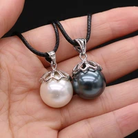 natural round white black shell necklace charms pendants for women jewelry accessories gifts length 45cm size 16mm