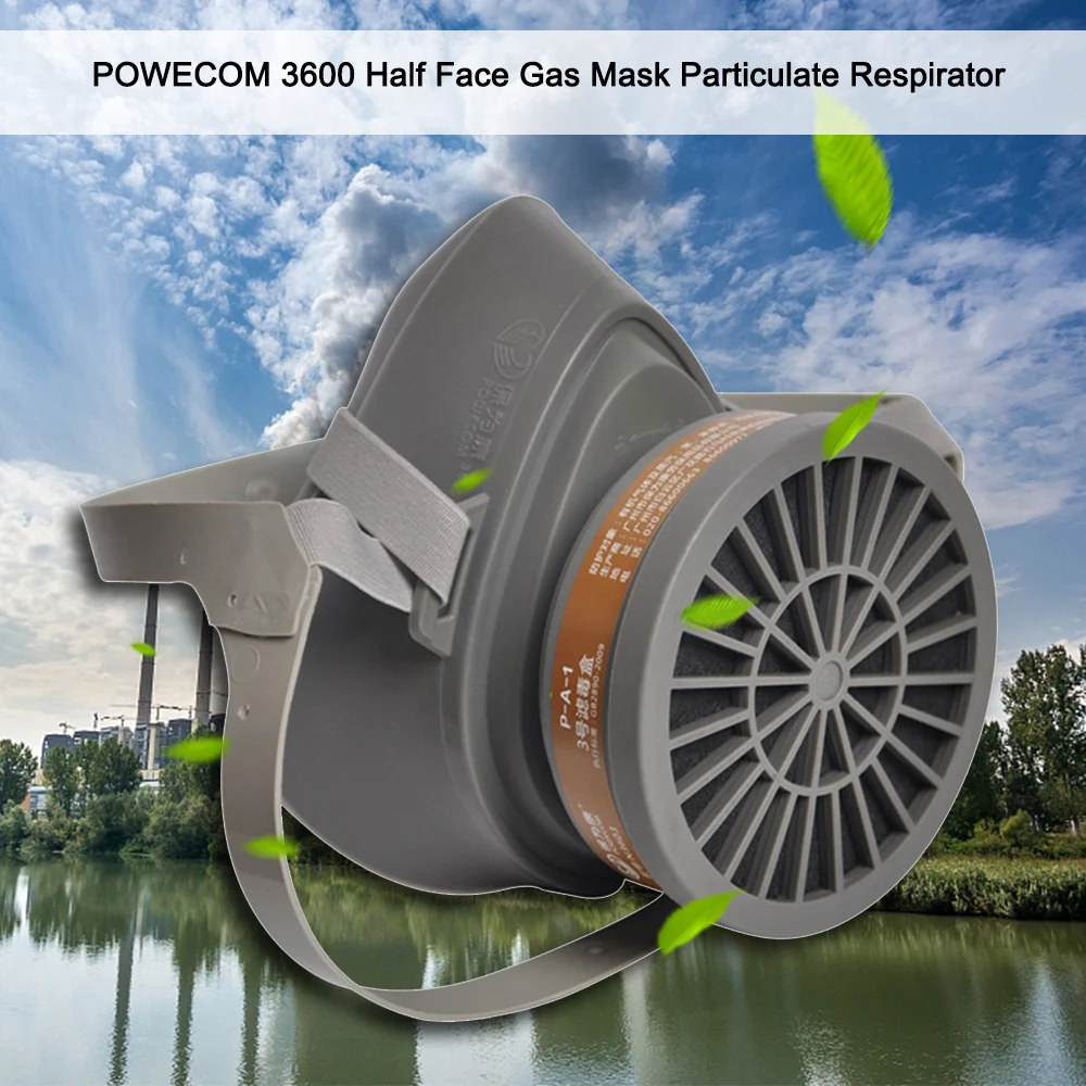 Полумаска POWECOM 3600 респиратор для частиц с фильтрующим картриджем защитная маска