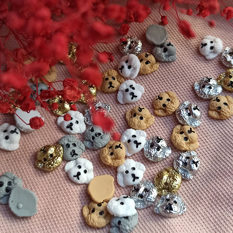 Полимерный мультяшный дизайн ногтей в виде собаки украшение с плоской задней