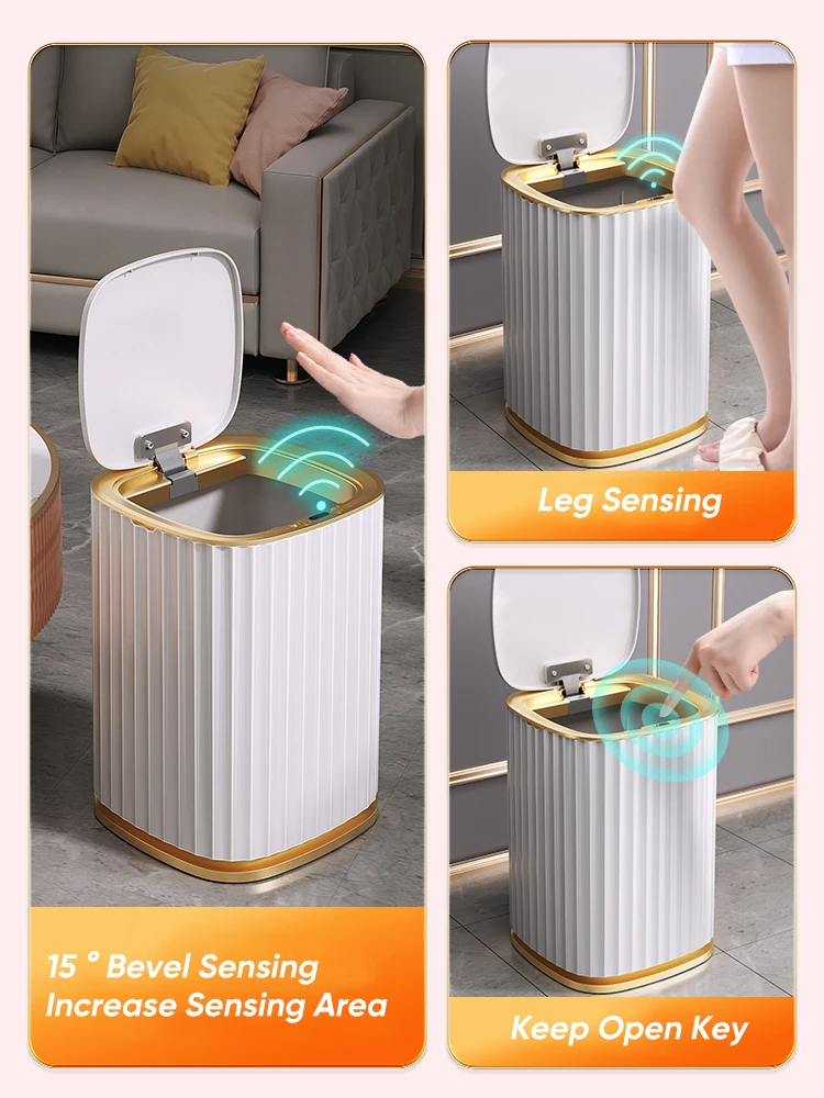 Joybos-cubo de basura con Sensor inteligente autom&aacute;tico, cubo de basura impermeable, cubo de basura, armario de cocina y ba&ntilde;o, contenedor estrecho, JX95-2