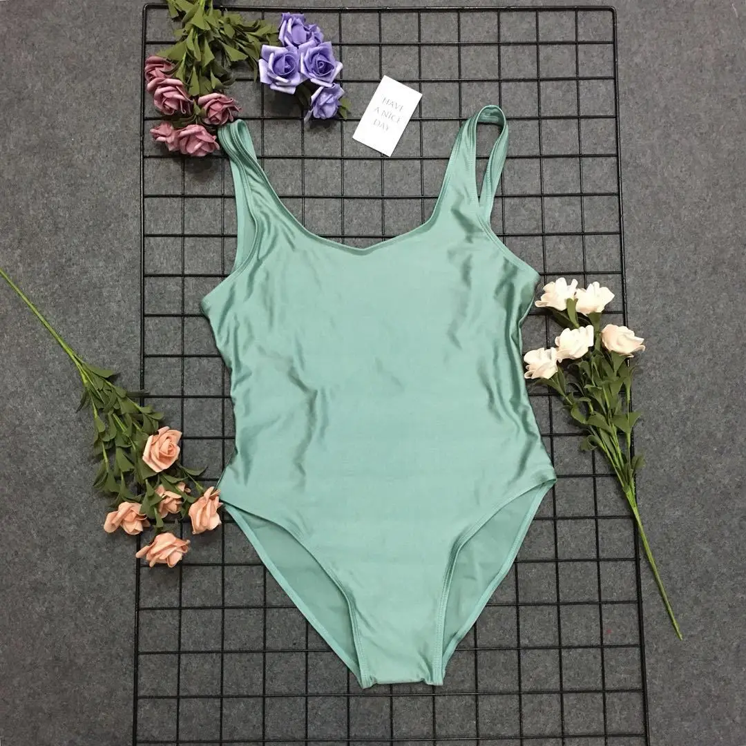 

2020 solid color bikini European and American one-piece swimsuit women solid color one-piece swimsuit blank one-piece swimwear