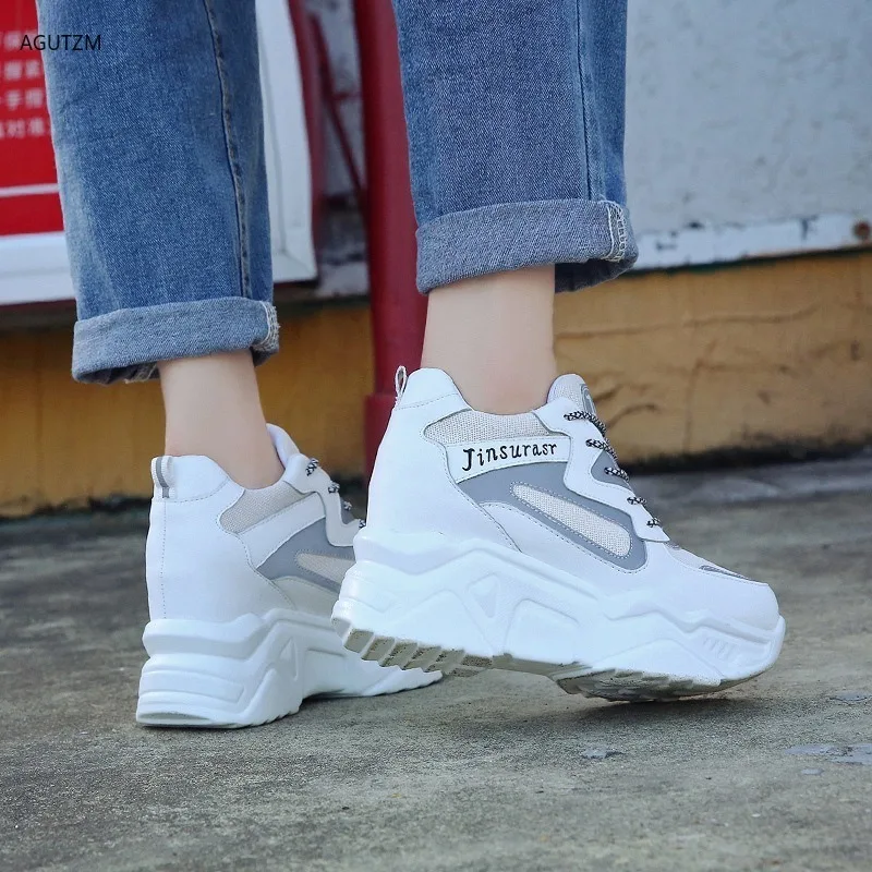 

Women Wedges Sport Shoes For Woman Increasing 8.5CM Chunky Dad Sneakers Ladies Breathable Mesh Platform Casual Shoes
