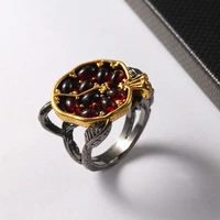 hpxmas luxury antique vintage red garnet pomegranate cirrus stone rings wedding party women jewelry gift a106