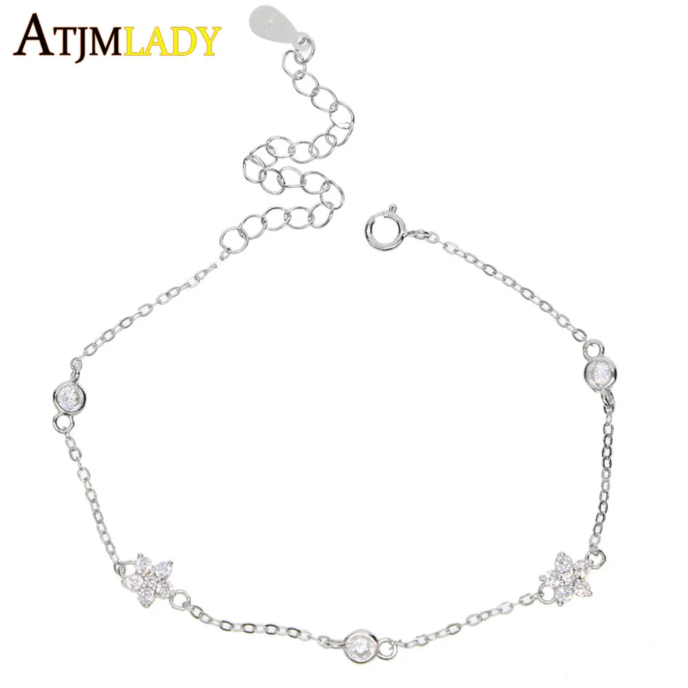 Акция изящный Cz браслет в виде цветка с блестящим покрытием 925 Настоящее Высокое