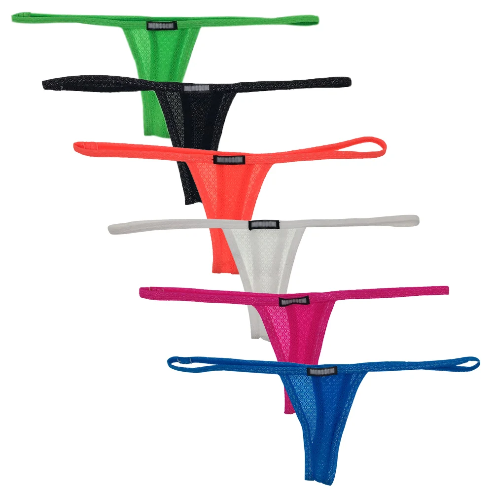 6 шт./лот мужские сетчатые стринги с низкой посадкой Т образной спинкой