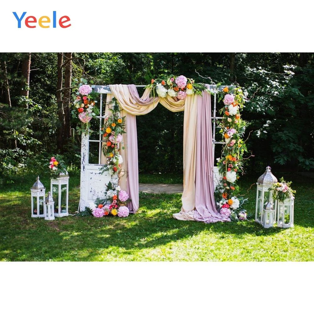 Фон для свадебной фотосъемки Yeele с изображением леса газона занавеса стола