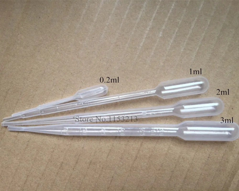 Пипетка Pasteur со шкалой 0,2 мл/0,5 мл/1 мл/2 мл/3 мл градуированная пластиковая соломенная одноразовая капельница Аэрограф мочи соломы 100 шт/ПК