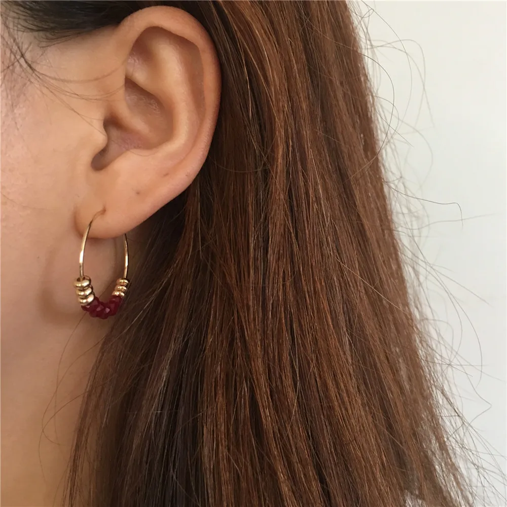 Серьги-кольца для женщин и девушек модные золотистые цветные серьги-кольца с