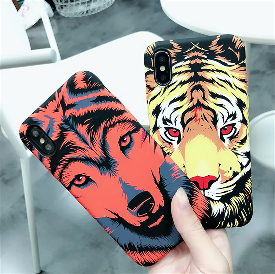 Чехол для iPhone 11 Pro Max XR X XS 8 7 Plus 6 6s Тигр Волк слон ночное свечение силиконовый