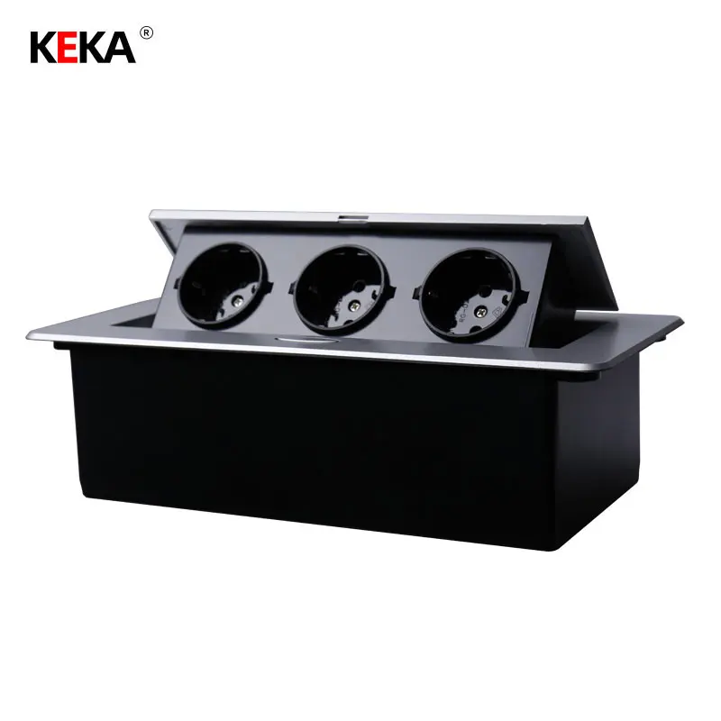 Новая настольная розетка KEKA стандарта ЕС выдвижная из алюминиевого сплава