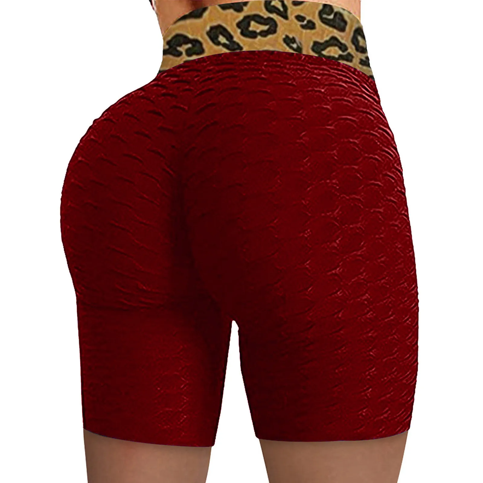 

Leopard Print Panelled Track Shorts Women Basic Slip Bike Shorts Compression Workout Leggings Yoga Shorts Pants