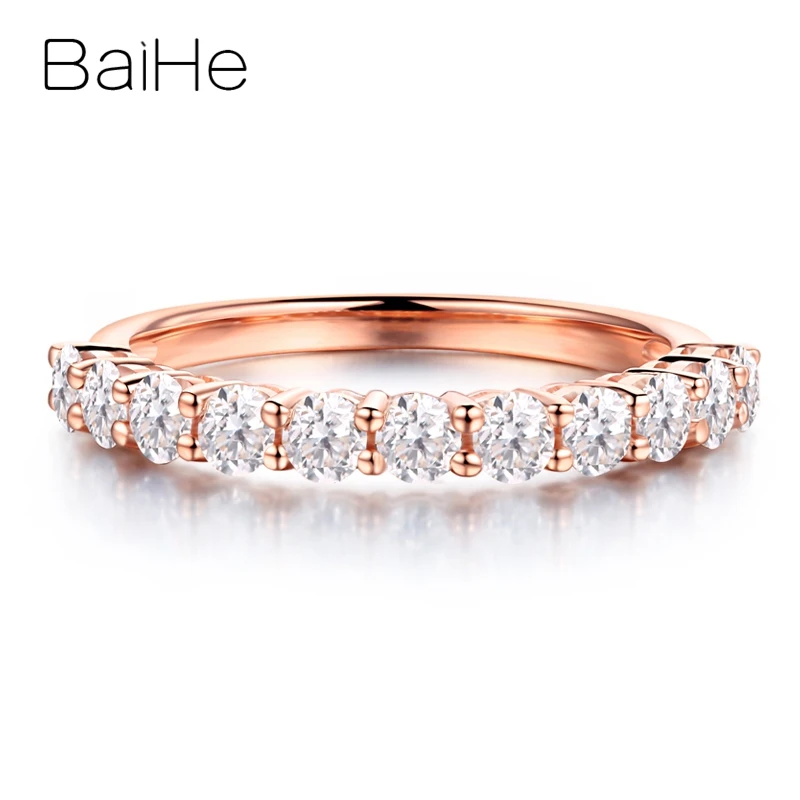 

BAIHE Solid 18K Rose Gold 0.88ct H/SI Natural Diamond Ring Women Trendy Fine Jewelry Making Anel diamante Diamentowy Pierścionek
