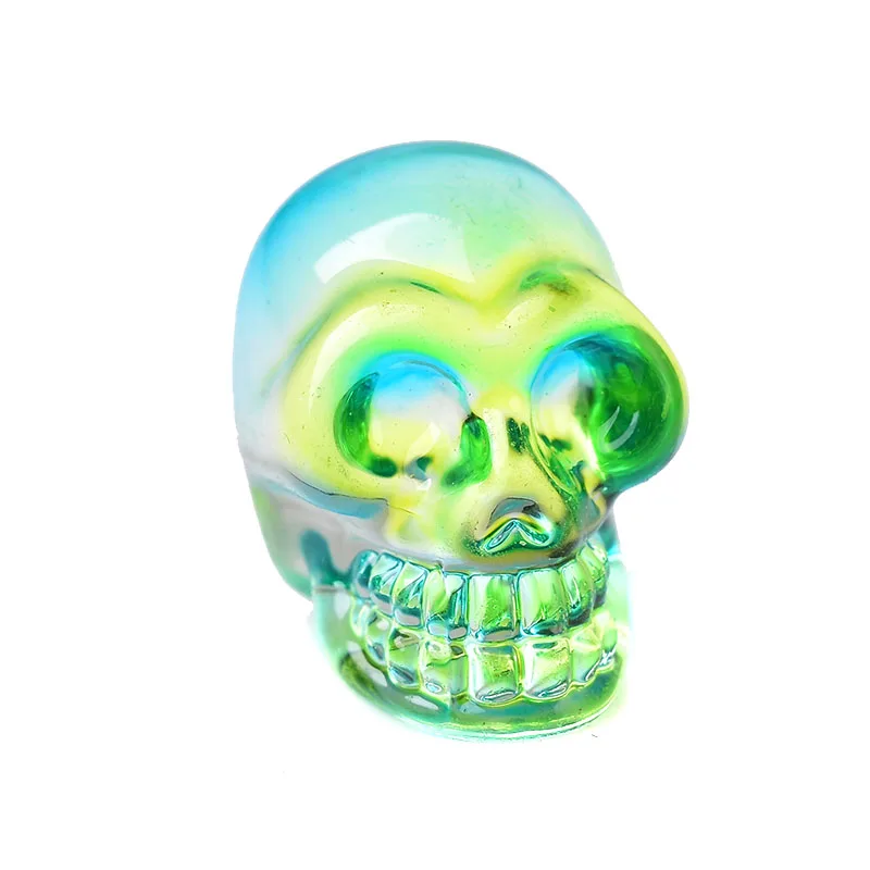 

1PC Crystal Quartz Mineral Jewelry Reiki Skull Polished Carving Healing Ore Gemston Can For Home Decoration Halloween DIY Gift