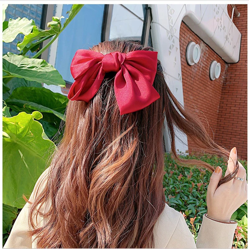 

Hair Clip Fashion Women Bowknot Hairpin Pure Color Headwear Cute Girl Red Pretty Cool Female High Quality Hair Accessories