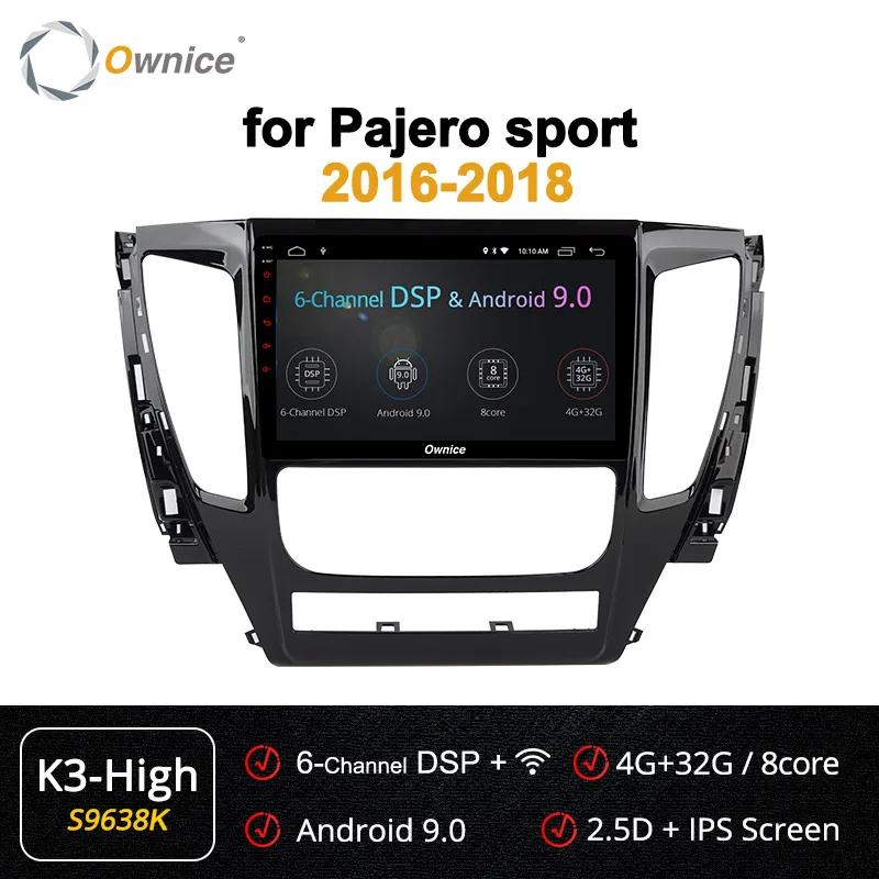 S9638 K3-High Ownice k3 k5 k6 9 дюймов Восьмиядерный DSP 360 Panorama Android 9,0 Автомобильный gps радио плеер для Pajero sport 4G LTE оптический - Color: S9638 K3-High
