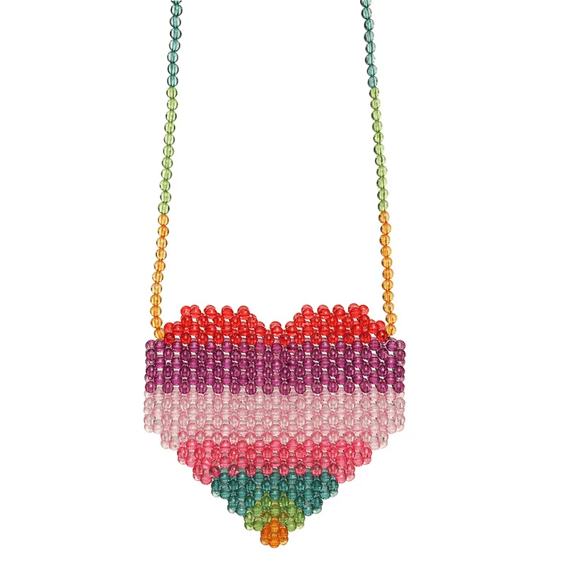 

Jelly Small Beaded Bags for Women 2021 Trend Woven Summer Messenger Bag Fashionable Cute Girl Heart-shaped Shoulder Bag Woman