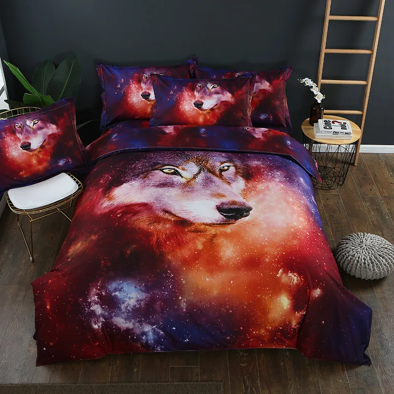 

3D Printed Tiger Unicorn Bedding Set Children Deer Bedclothes Pillowcase Skin-friendly AU Single Nordic Bedding Duvet Cover Set
