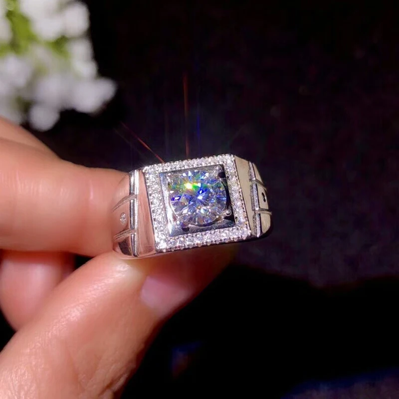 Ювелирные изделия CoLife кольцо из серебра 925 пробы с моиссанитом для мужчин 1 карат