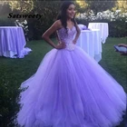 Роскошное бальное платье из тюля, платья для Quinceanera, длинные платья с бисером, кристаллами, милое Лавандовое платье 15 лет, платья для 15 лет, милые платья 16
