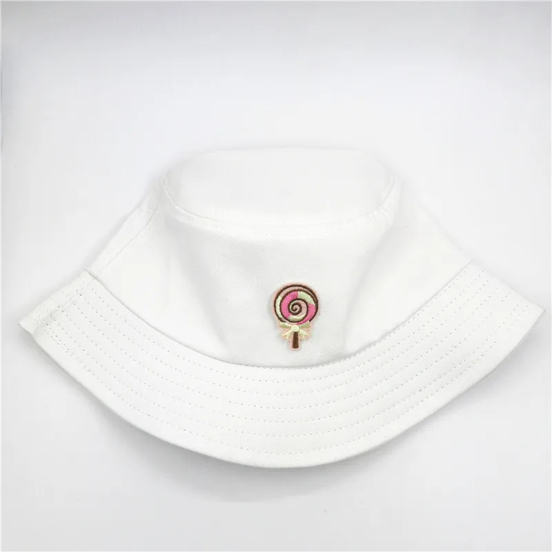

2020 new style Lollipop embroidery Bucket Hat Fisherman Hat outdoor travel hat Sun Cap Hats for men and Women 186