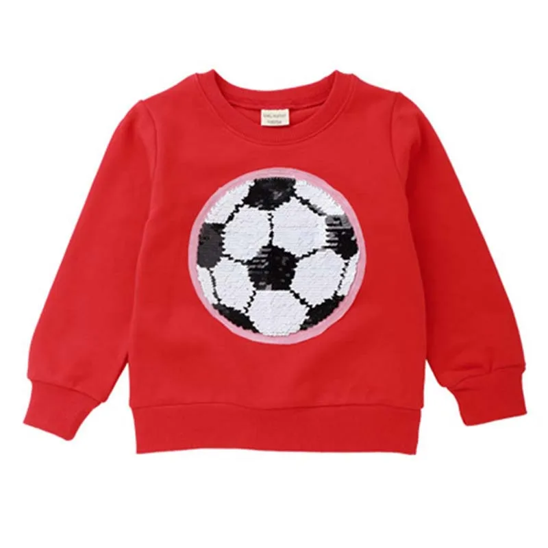 Детская хлопковая толстовка с круглым вырезом и блестками|Толстовки кофты для