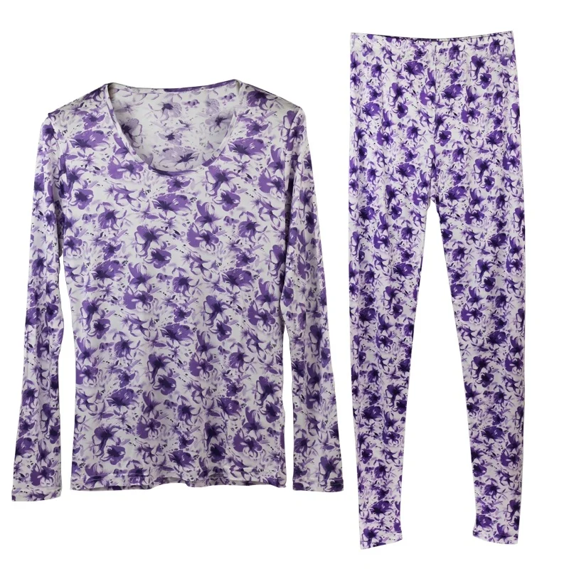 Комплект женского термобелья из чистого шелка с длинным рукавом|long johns women|womens long