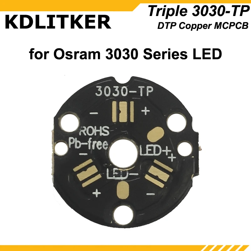 KDLITKER 3030-TP Triple DTP Copper MCPCB for Osr 3030 Series LEDs (2 PCS)