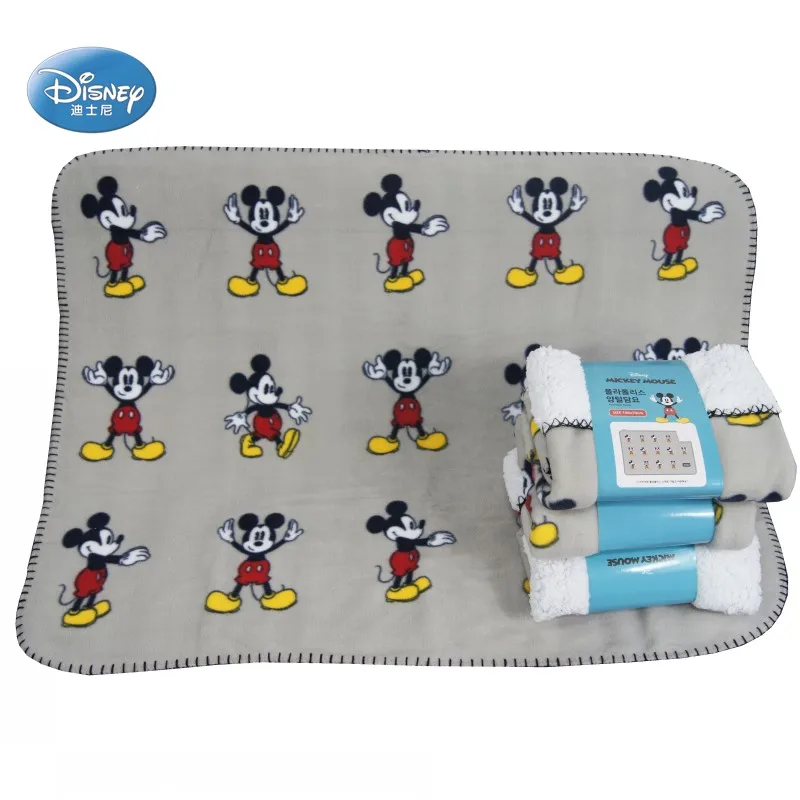 Disney Mickey Mouse серебристо серое портативное покрывало с шерпом 70х90 см для маленьких