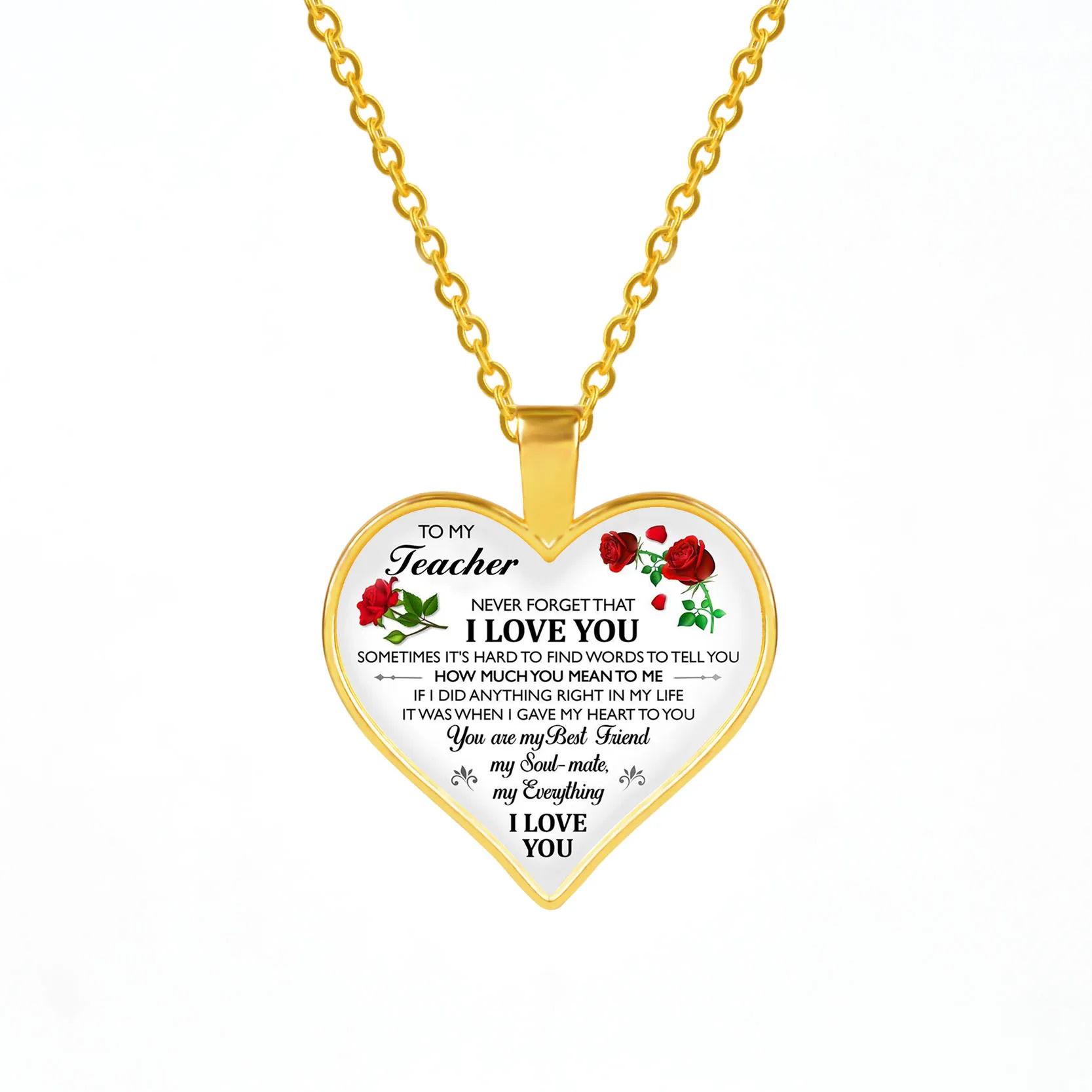 

Heart Pendant Necklace Letter To My Daughter/Mom/Grandma Pendant Jewelry Gold Color Chain Necklace Women Girls Family Gifts