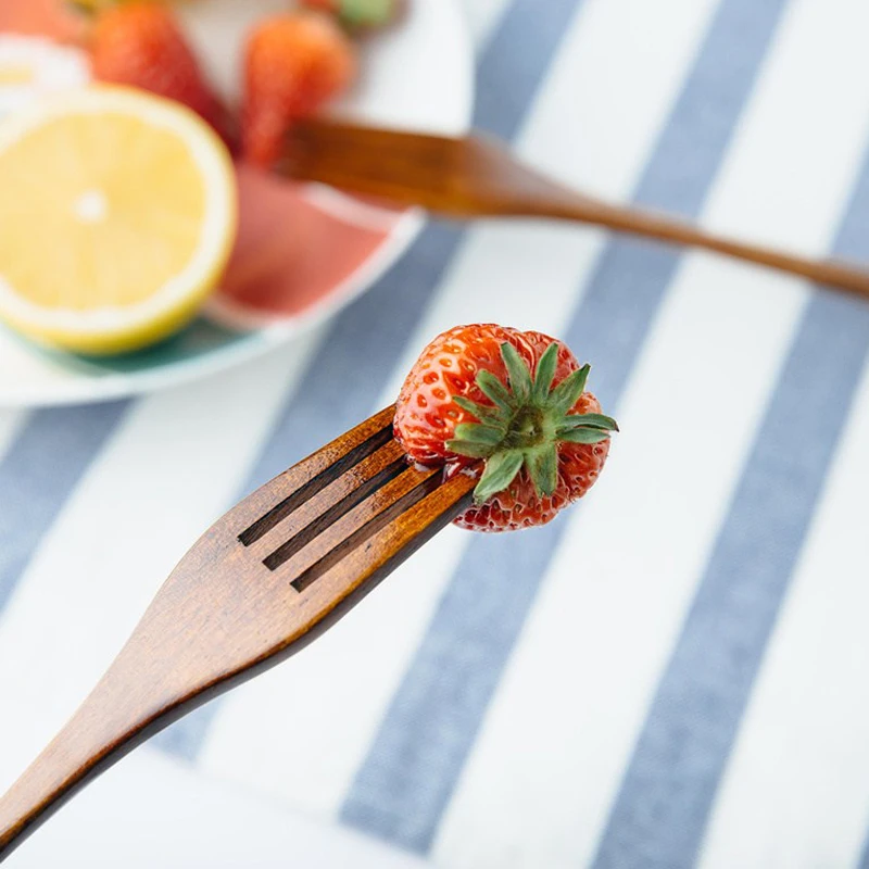 Набор деревянных вилок 22 5 см с длинной ручкой салатная вилка столовые приборы