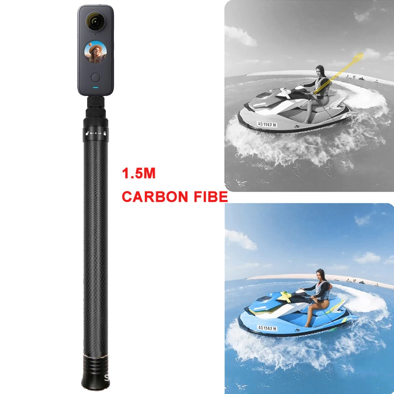 

1.5m Ultralight Carbon Fiber Invisible Handheld Selfie Stick Extendable Pole Monopod for Insta360 ONE X2 ONE R GoPro Accessories