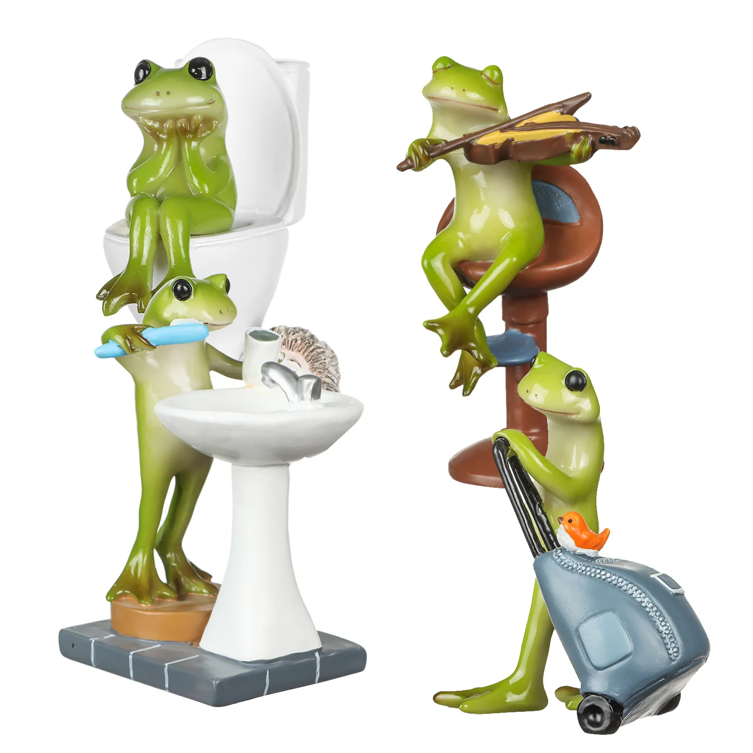 

33 дюймовая туманная садовая декорация, уличная сказочная садовая статуя животного, лягушка на туалете, статуэтка лягушки