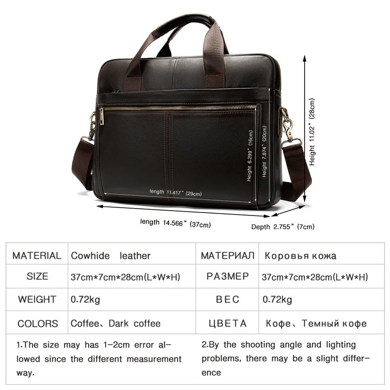 WESTAL Men's Briefcase/Genuine Leather Messenger Bag Men Leather/Business Laptop Office Bags for Men Briefcases Men's Bags